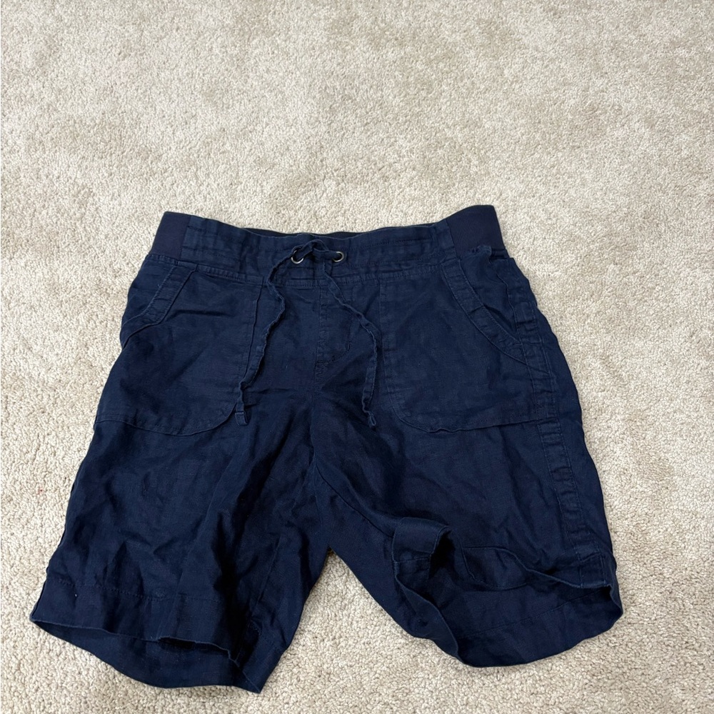 Athleta Navy Women's Linen Bermudas